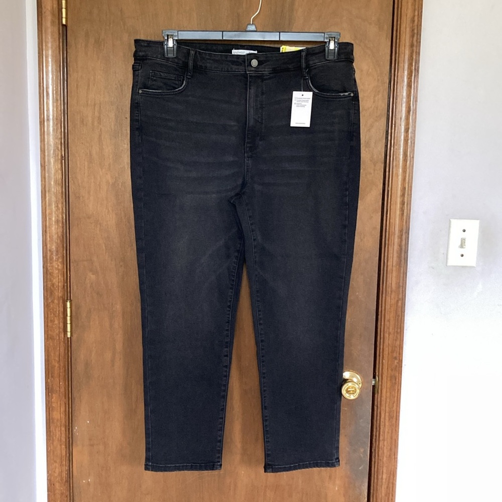 Nine West distressed high rise slim straight jeans sculpting denim 20W